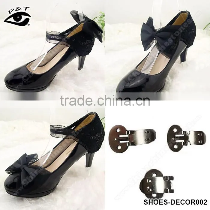 Black vintage lace flowers cover for wedding shoe clips Decoration Ornament with Metal Clip Shoe Charms