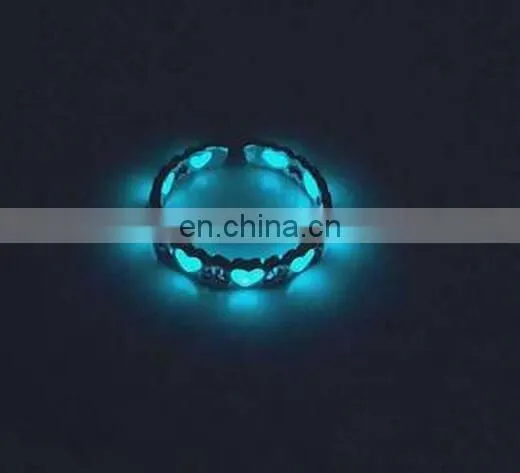 Heart Luminous Ring Glow In The Dark Ring Adjustable Ring