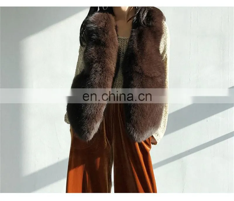 2017 New Jiaxing Winter Warm Fsahion Long Women Fox Fur Vest Real Fox Fur Coat