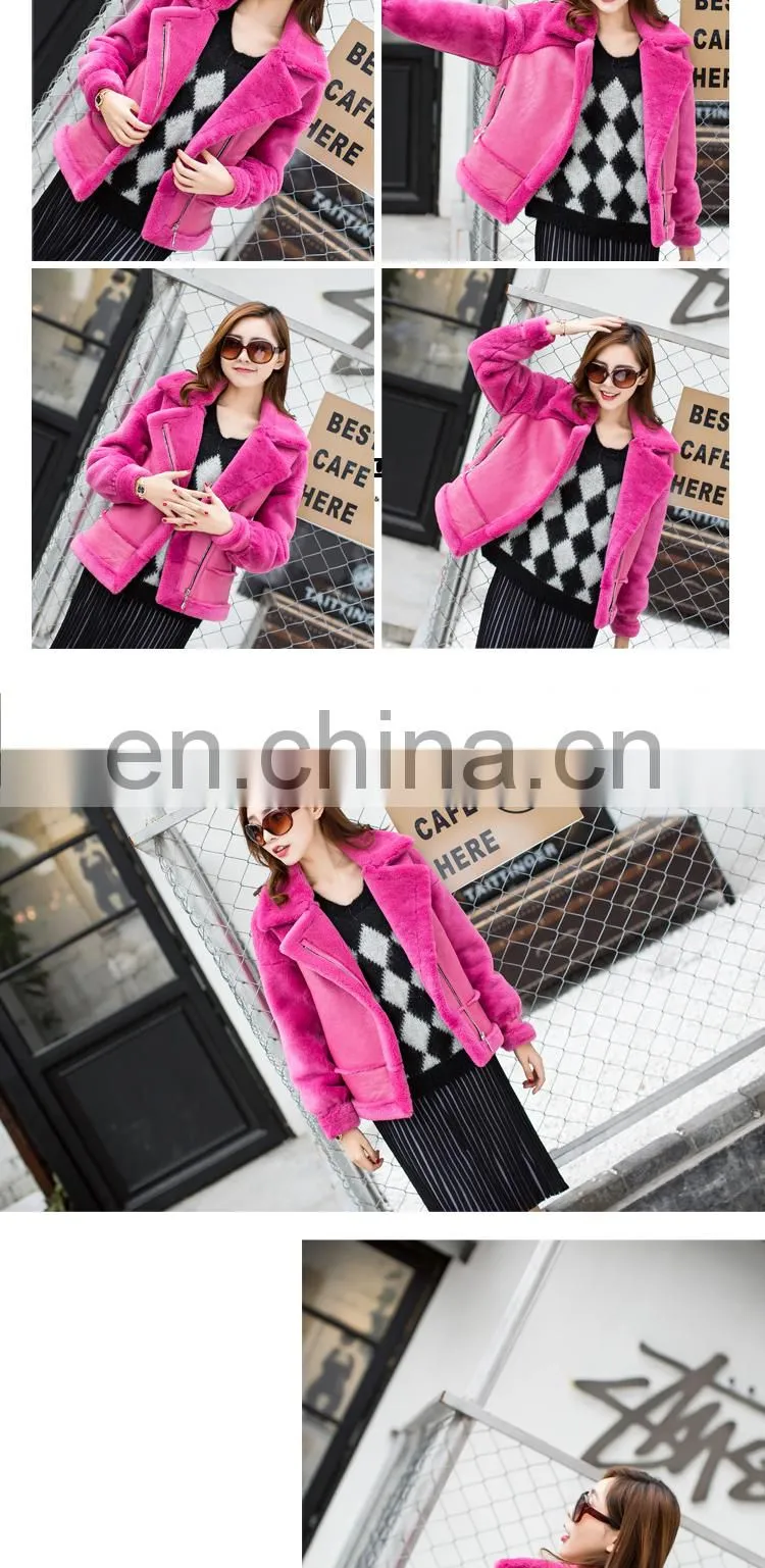 2016 Fashion Women Genuine Sheep Fur Jacket Shearling Sheepskin Coat
