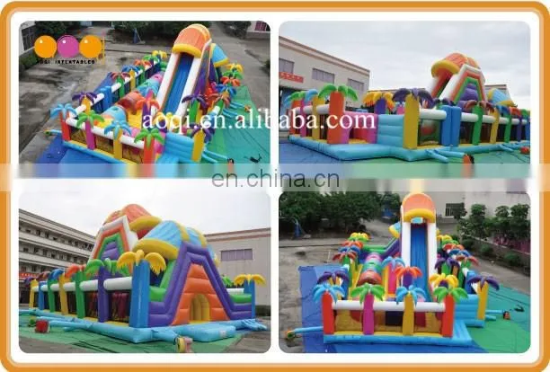 AOQI beautiful coco play school inflatable city playground garden game giant inflatable fun city for sale