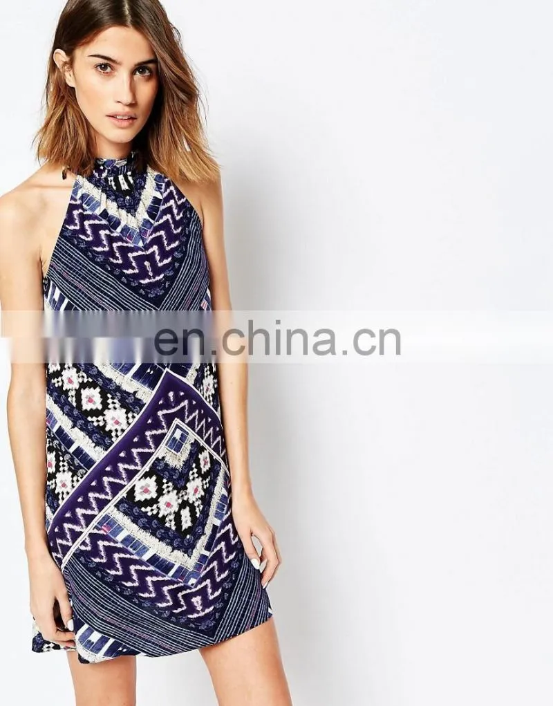 Hot sale fashion printing mini dress women summer dress new fashion western