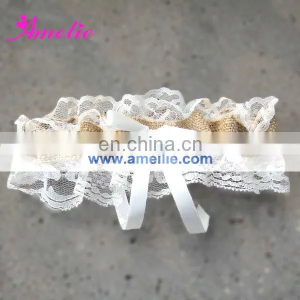 Linen With Lace Decoarted Wedding Ring Holder Pillow Set