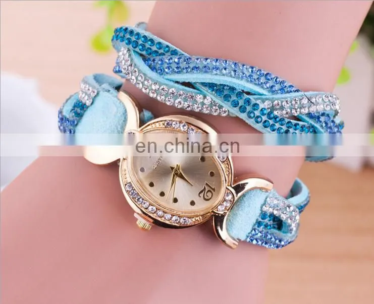 hot selling butterfly wrap leather Bracelet watch with crystals quartz watch crystal leather wrap bracelets gifts for her