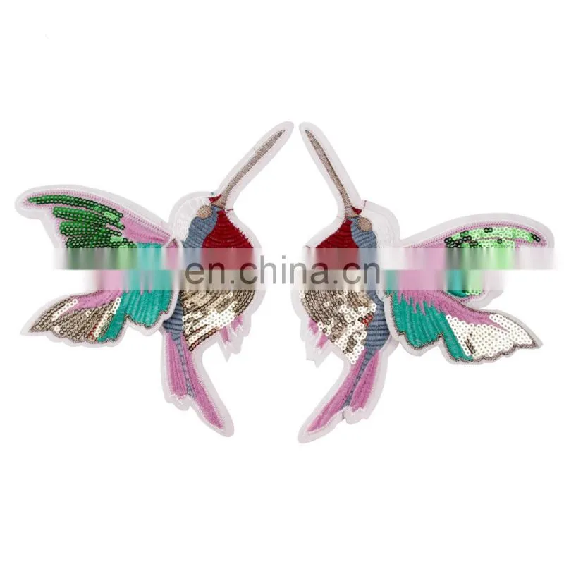 2017 Hot Sale Fashion Applique Embroidery Bird Patch with Sequins and Beads