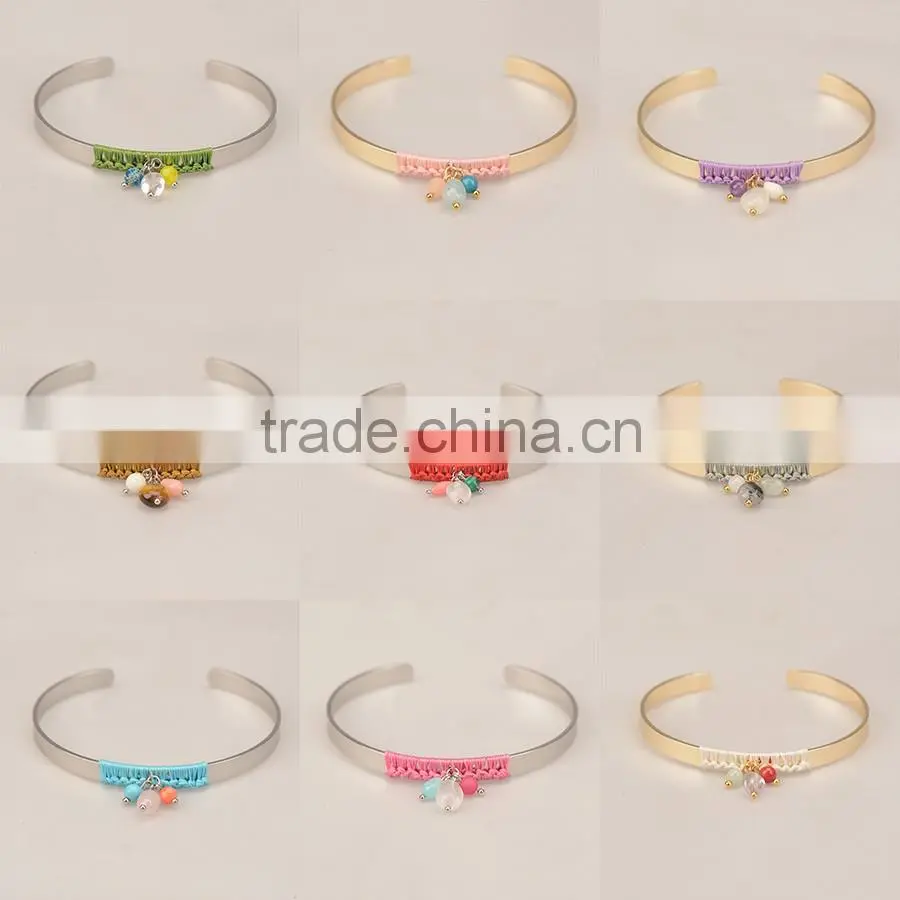 CWB662001 Online jewelry handmade bracelets fashion expandable stainless steel wire bangle with charm