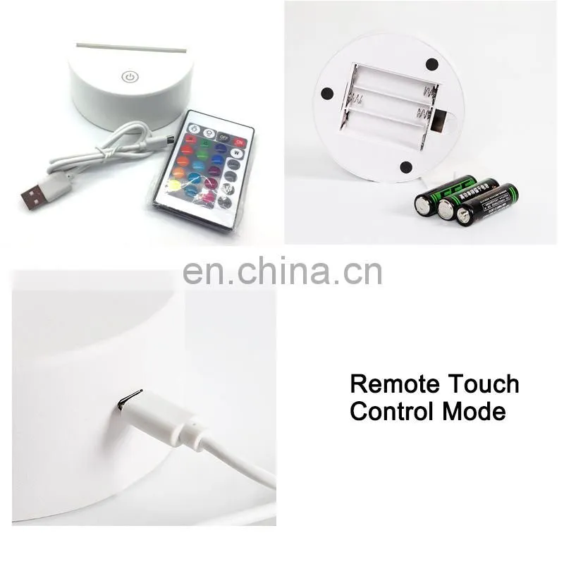 RGB touch black base 3d illusion bedroom usb art night light led desk table lamp