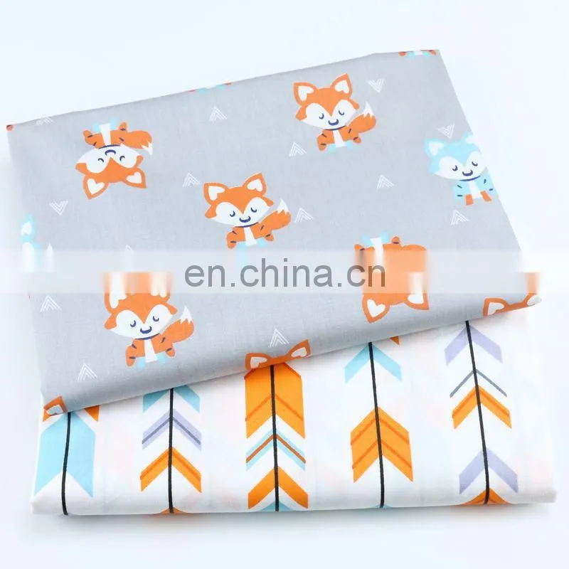 Cartoon Arrow Fox printed fabric Kindergarten baby quilt cover sheet cotton twill Nordic Instagram cartoon fabric