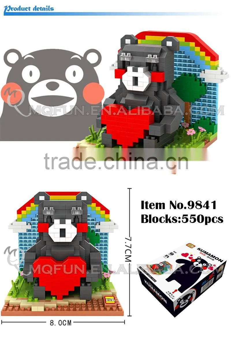 Mini Qute LOZ kawaii japanese Kumamon bear cartoon damond block plastic cube building blocks bricks educational toy