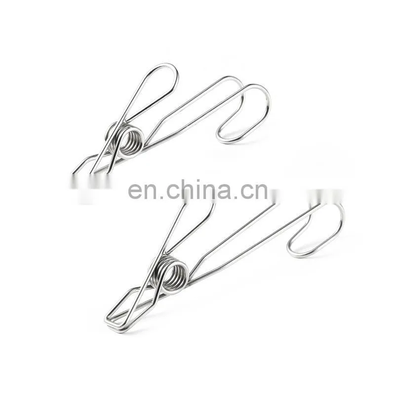 Home Storage Rack Laundry Chip Hooks Clothes Pegs Photo Clip Stainless Steel Clothespins Towel Chips Hook Laundry Storage Holder