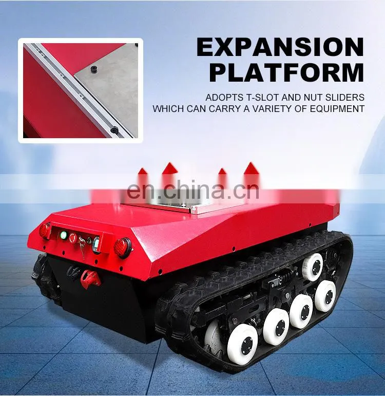 Defy 300kg loading 2.5km/h-12km/h rubber crawler tracked chassis robot stair climber rubber track chassis TINS-13