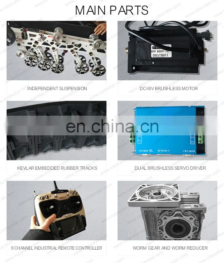 High torque brushless motor AVT-9T rubber crawler robot chassis commercial robot rescue robot good for inspection, exploration