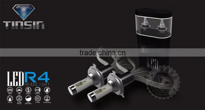 Tinsin upgrade R3 latest style led headlight replace xenon h4 and h4 halogen xhp70 led headlight bulbs h4
