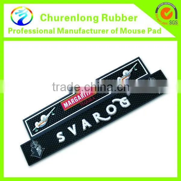 2016 Hot Selling Logo Branded Embossed Custom Anti Slip Soft PVC Beer Bar Mat