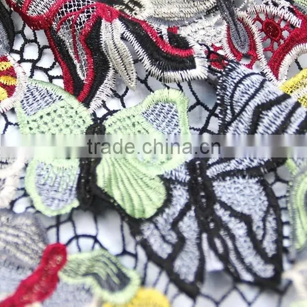 2016 new muilt colour polyester mesh embroidery fabric for evening dress