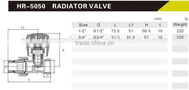 HR5050 brass drain angle chrome radiation valve