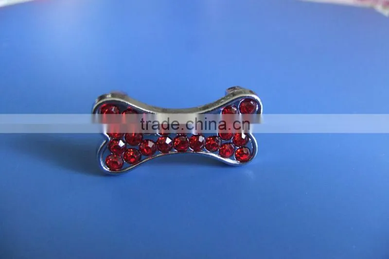 Zinc Alloy Metal Diamante Bone Shape Charms with 10mm Inner Hole Size