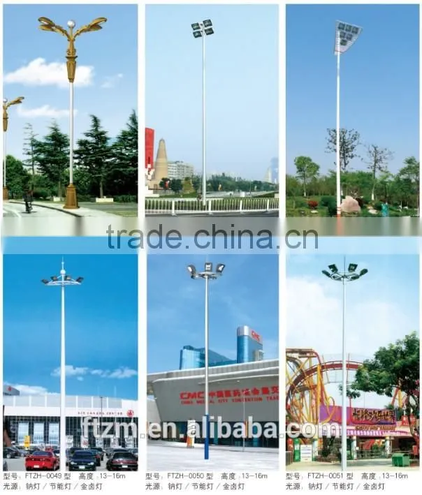 Round shaped or rectangular shaped or customized galvanized steel street lighting pole lighting columns