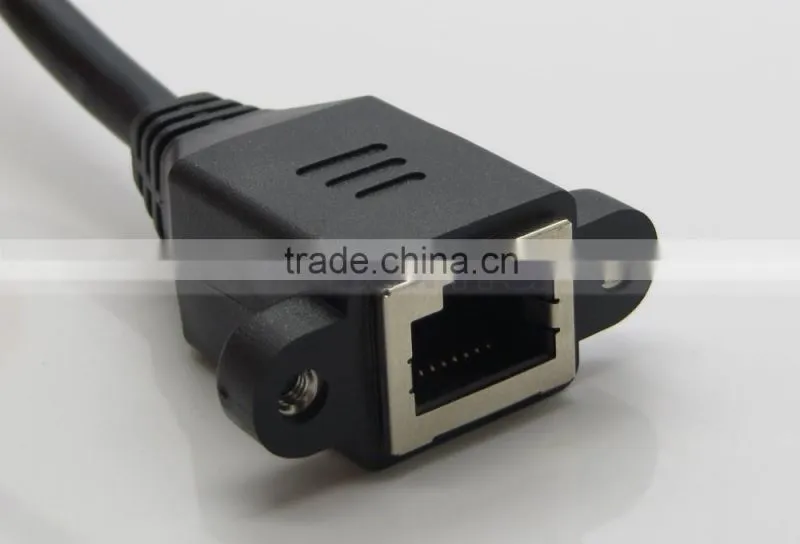 30CM 0.3M RJ45 Male to Female Screw Panel Mount Ethernet LAN Network Extension Cable