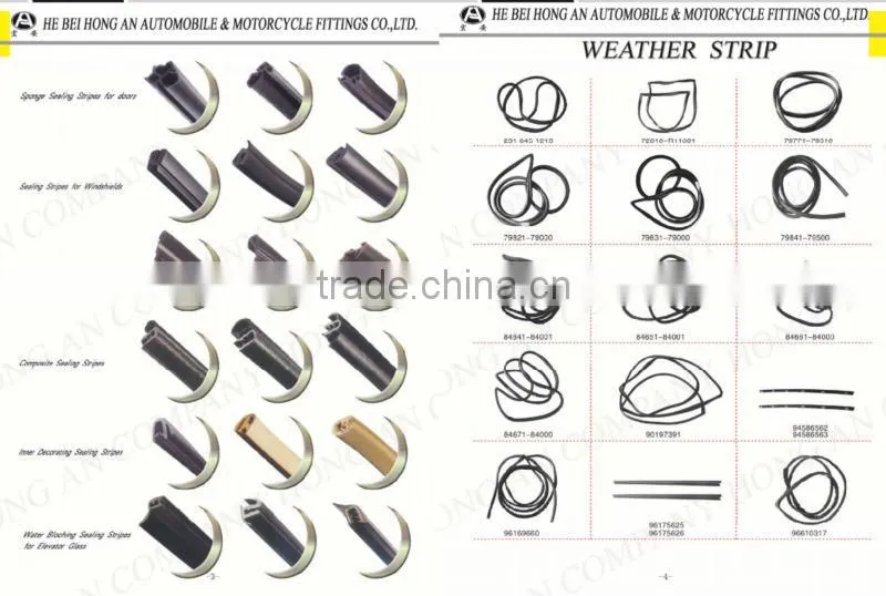 different types of Car Weather Strips/Rubber Seals/Door Seals/Trim Seals