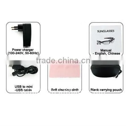 2012 new Bluetooth MP3 digital video sunglasses, support TF/MicroSD