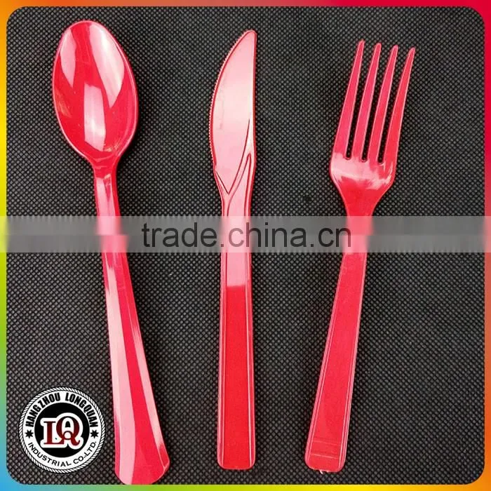 Disposable Red Plastic Cutlery Set