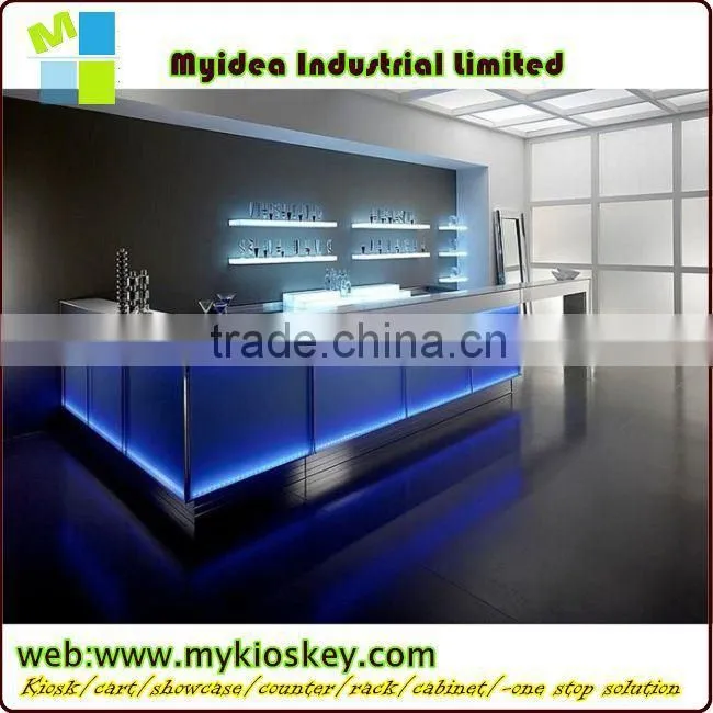 white glass modern reception counter led light bar counter