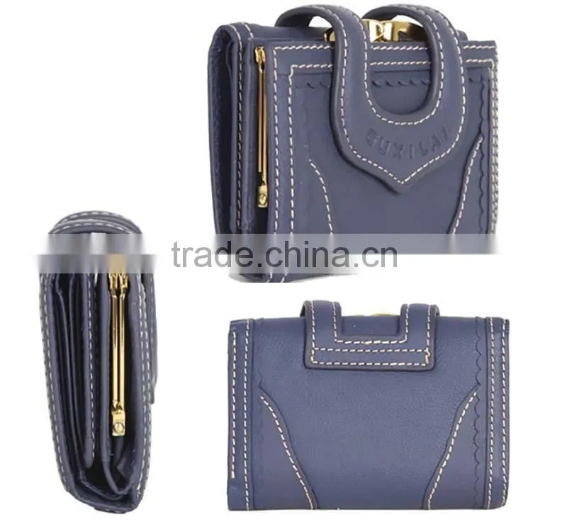 2015 new design promotion pretty leather women short purse shenzhen wallet