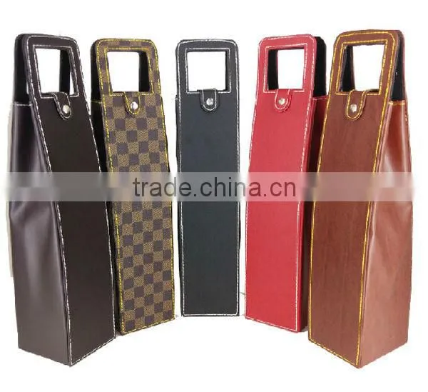 2015 New Design Promotion Pretty faux leather wine carrier