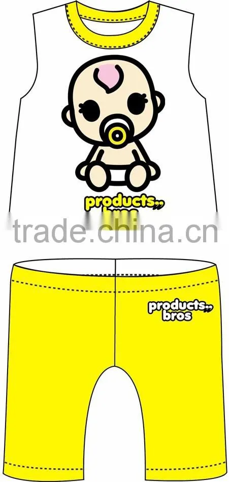 2016 Hot Sell Product Bros Babekit Cotton Yellow For Children Two Pieces Per Set