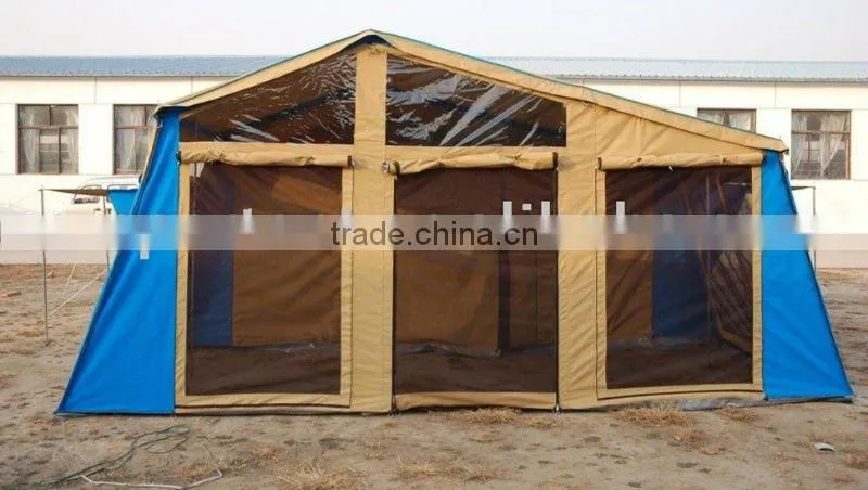 canvas camper trailer tent with double awning