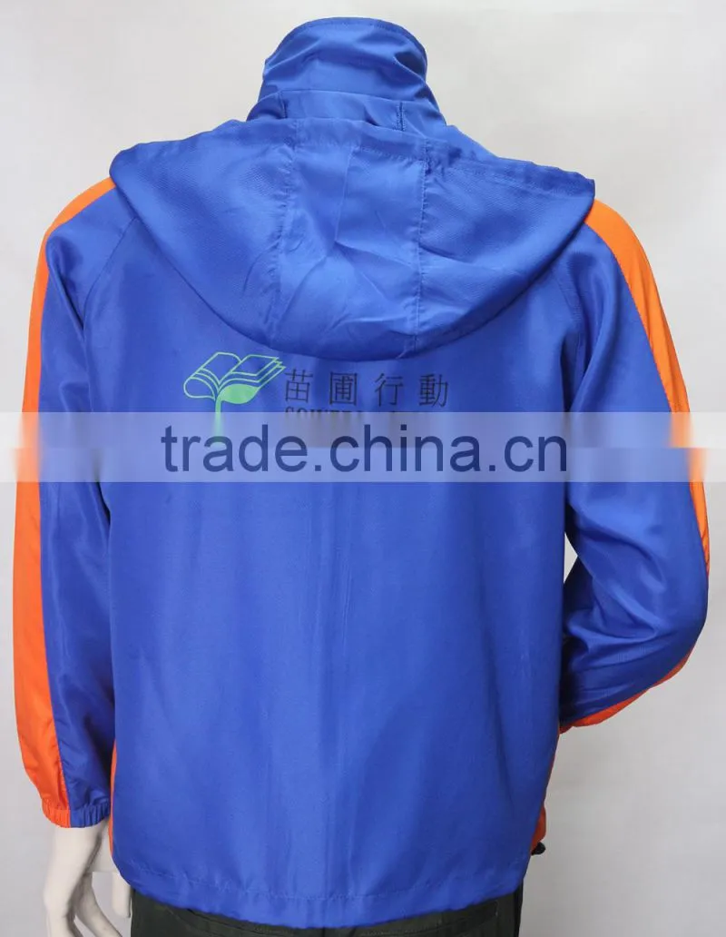 Waterproof hiddien hood promotional jacket