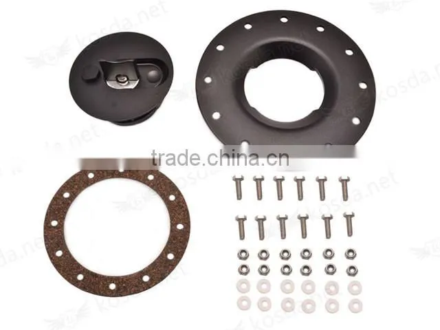 Polished finish fuel cell cap assembly gasket , 12-Bolt Flush Mount Fuel Cell Cap Assembly
