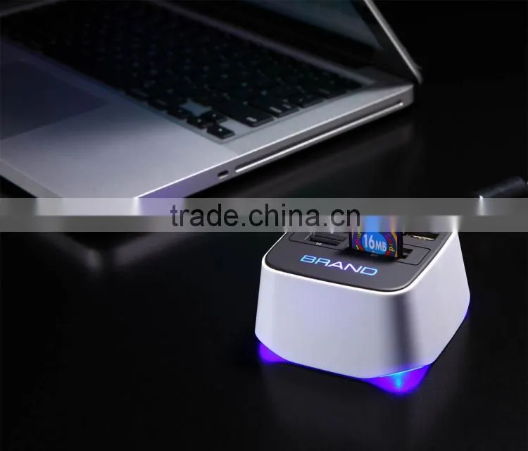 Promotional Gift Light-Up Combo USB HUB with Card Reader with LED Logo