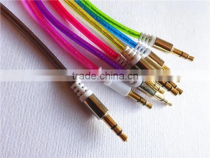 fashion audio/DC3.5MM transparent spiral gold-plated cable