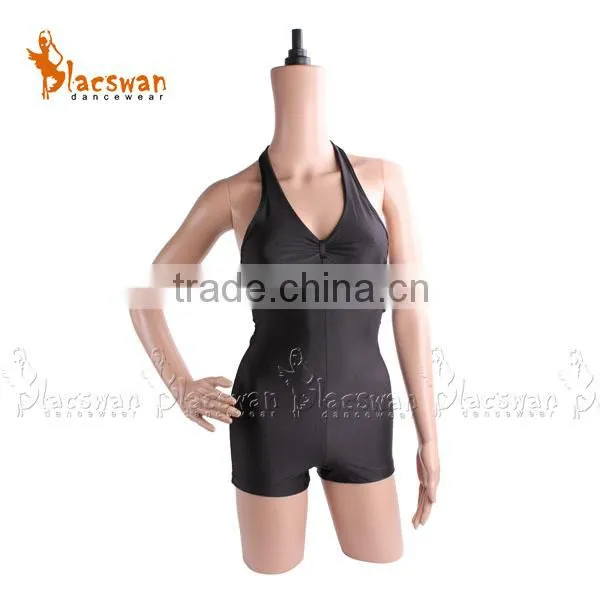 Women's Black Ballet Dance Leotard Halter Strap With Chest Lining