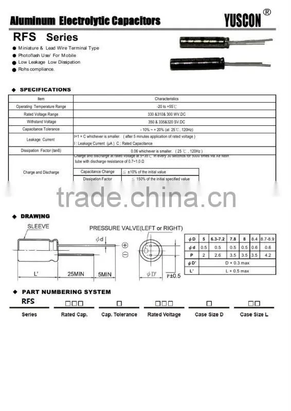 Miniature &Lead wire aluminun electrolytic capacitor