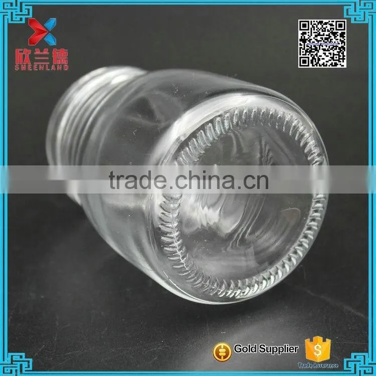 100ml clear cheap empty pudding glass milk bottle with black cap