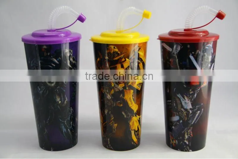 personalized customized 1000ml 3D lenticular pp cup with straw and lids