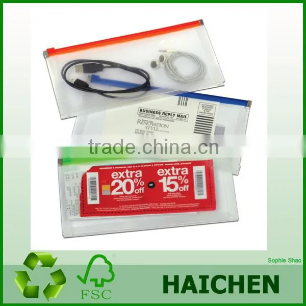 plastic pvc zip bag a4 file/a5 file/zip poly bag