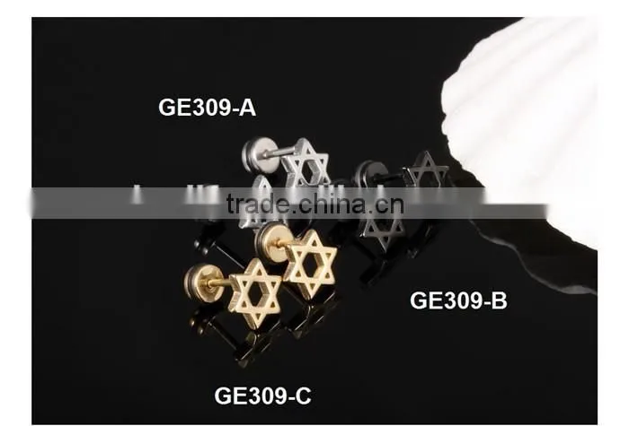 star shape stud wholesale factory stainless steel earring man
