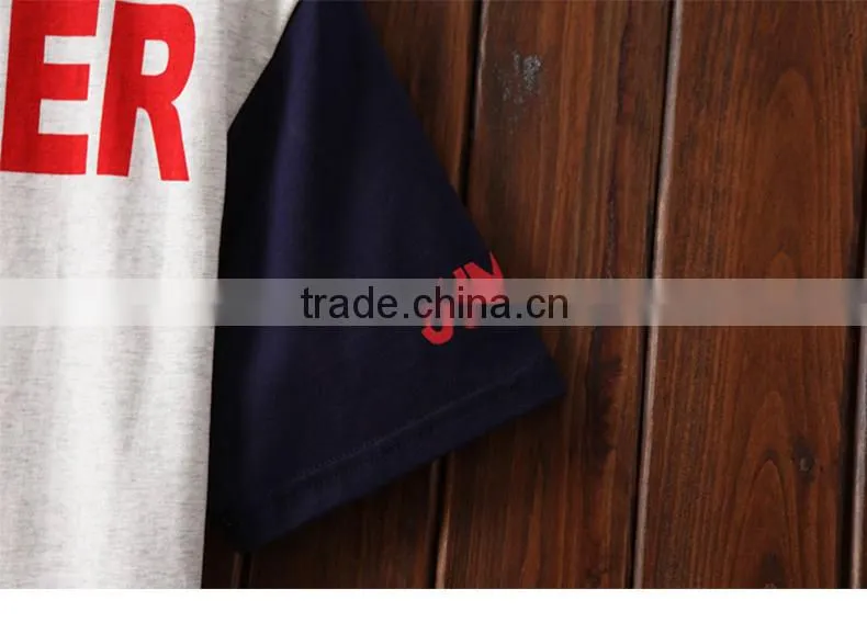 China alibaba short sleeve o neck printed colorblock t-shirt