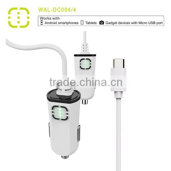 Walnut brand single car charger with attached cable