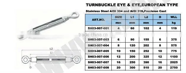 Hook and Eye Cable Tensioning Screw
