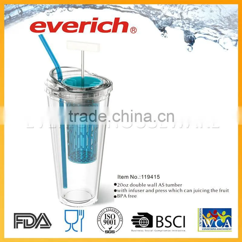 leak proof clear wholesale plastic fruit infuser tumbler