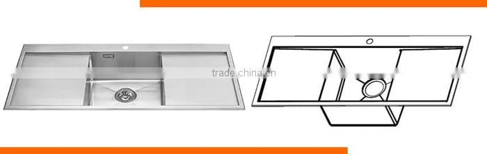 Commercial kitchen furniture stainless steel single bowl double drainboard used sinks