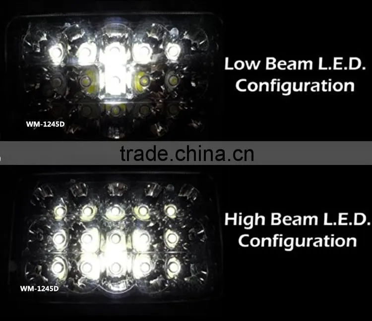 4" X 6" Rectangular Sealed 45W LED Headlight Headlamp Replacement, High/low beam H4 45w Led Work Light