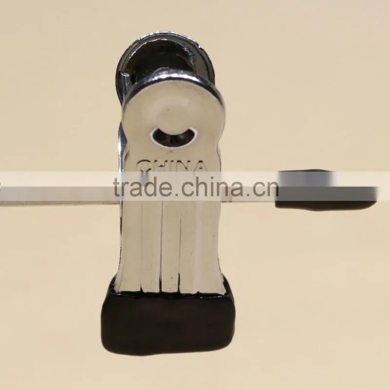QD-K08 Chrome hook pant metal hanger dry cleaner wire hanger with two clips