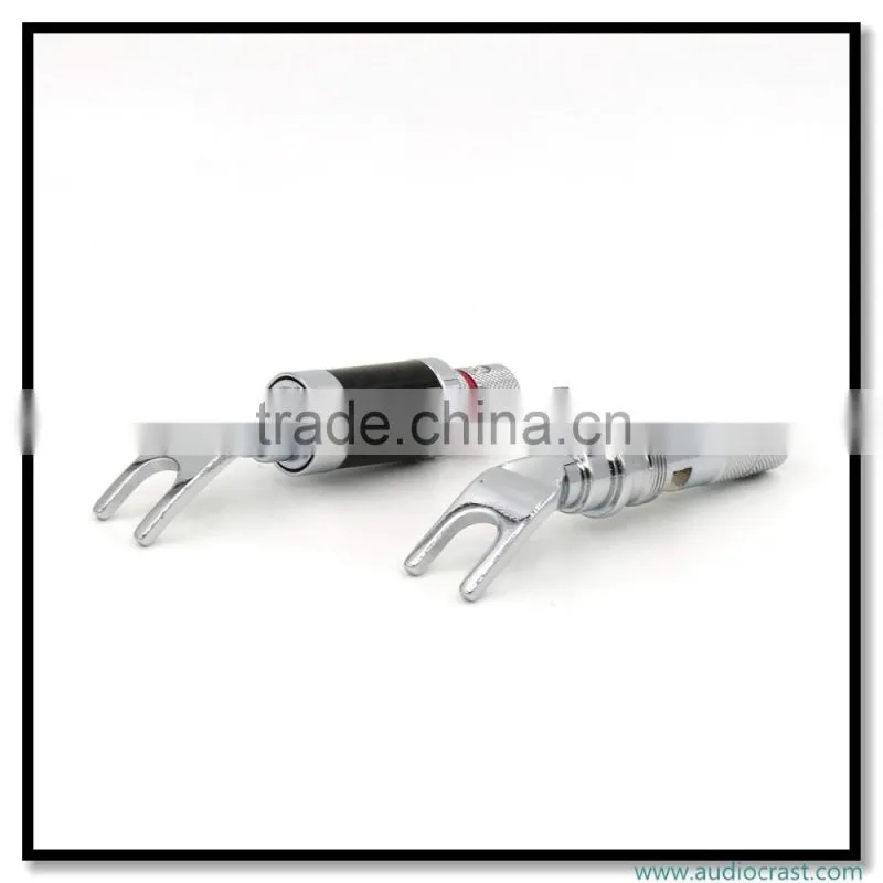 OEM Copper Rhodium Plated Carbon Fiber Speaker Cable Spade Terminal Connector Plug
