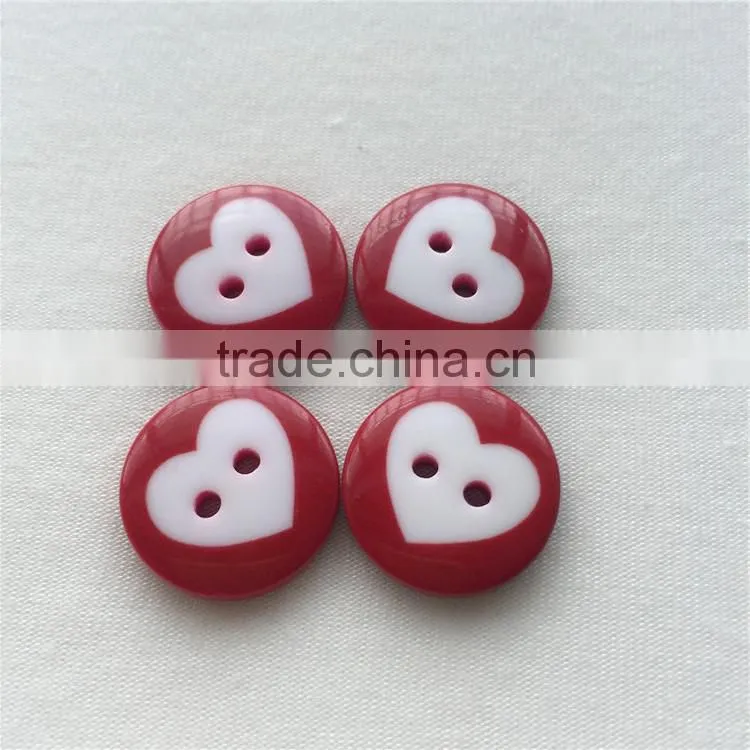 lovely heart resin button for children's toys and stationerys